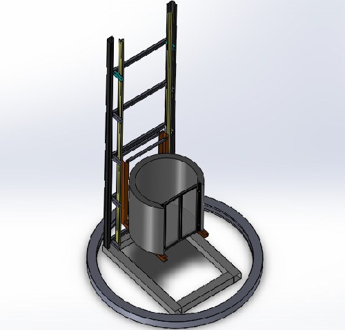 نقشه - سازه آسانسور شیشه ای مراکز خرید و ادارات در نرم افزار سالیدورکز (SolidWorks)