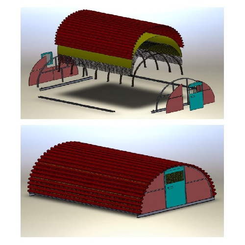 نقشه _ سوله برای نگهداری احشام (پروژه اجرایی با تمامی قطعات و اجزا) در نرم افزار سالید ورکز (solid works)