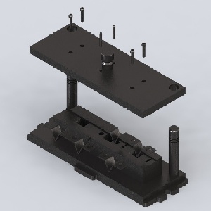 نقشه - قالب برش و خم V شکل سوراخ دار در نرم افزار سالید ورکز (solid works)